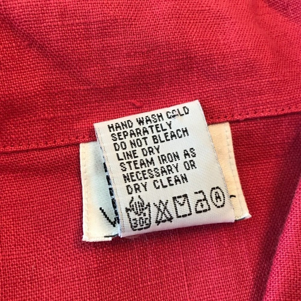 Vintage Red 100% Linen Sleeveless Sheath Maxi Long Dress 10 Collared Willi Wear - Picture 12 of 12